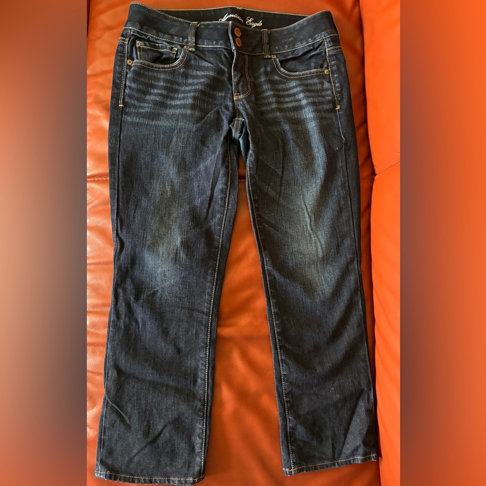 American Eagle Pants Artist Stretch SZ 8 Blue Denim Jeans